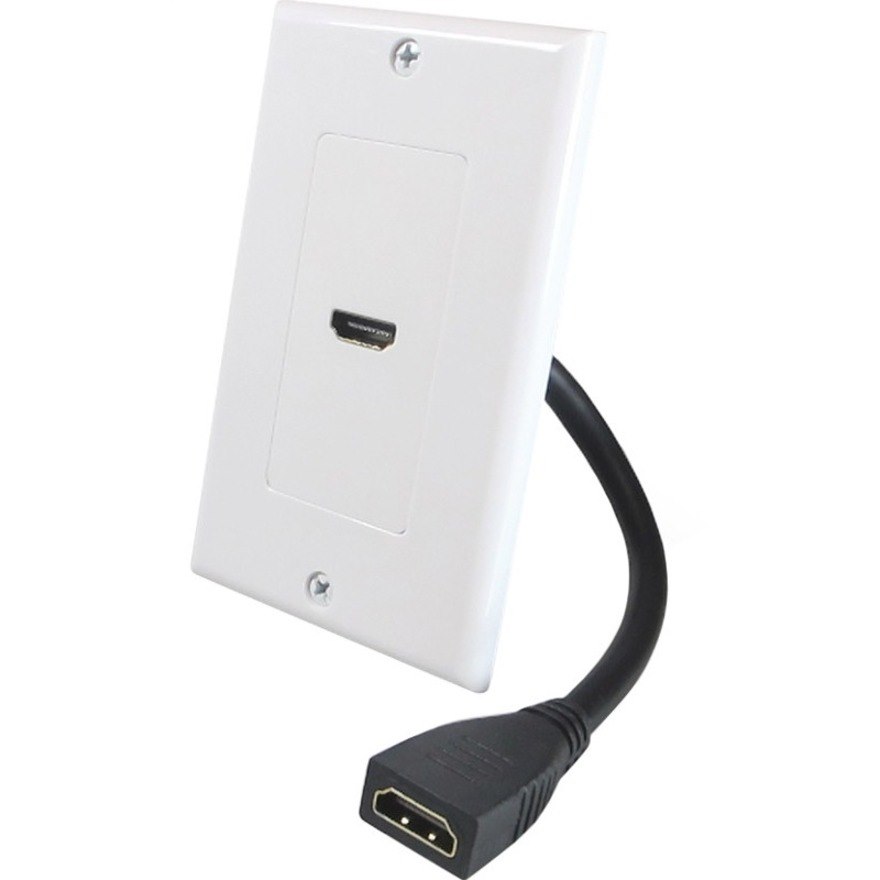 Comprehensive Single Gang Decora Wall Plate White - HDMI Female Passthru with Pigtail