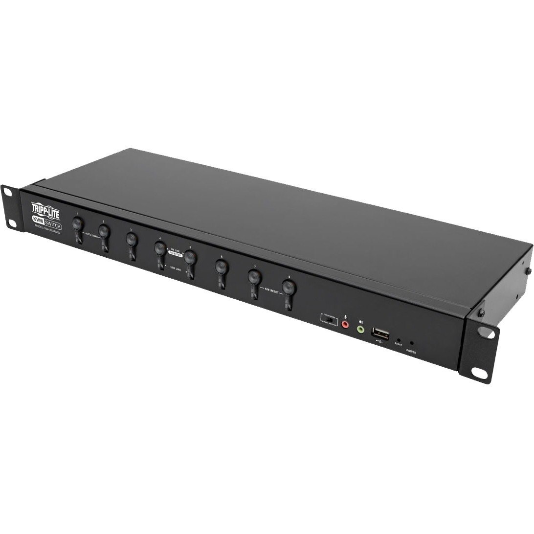 Tripp Lite by Eaton 8-Port DVI/USB KVM Switch with Audio and USB 2.0 Peripheral Sharing, 1U Rack-Mount, Dual-Link, 2560 x 1600, TAA