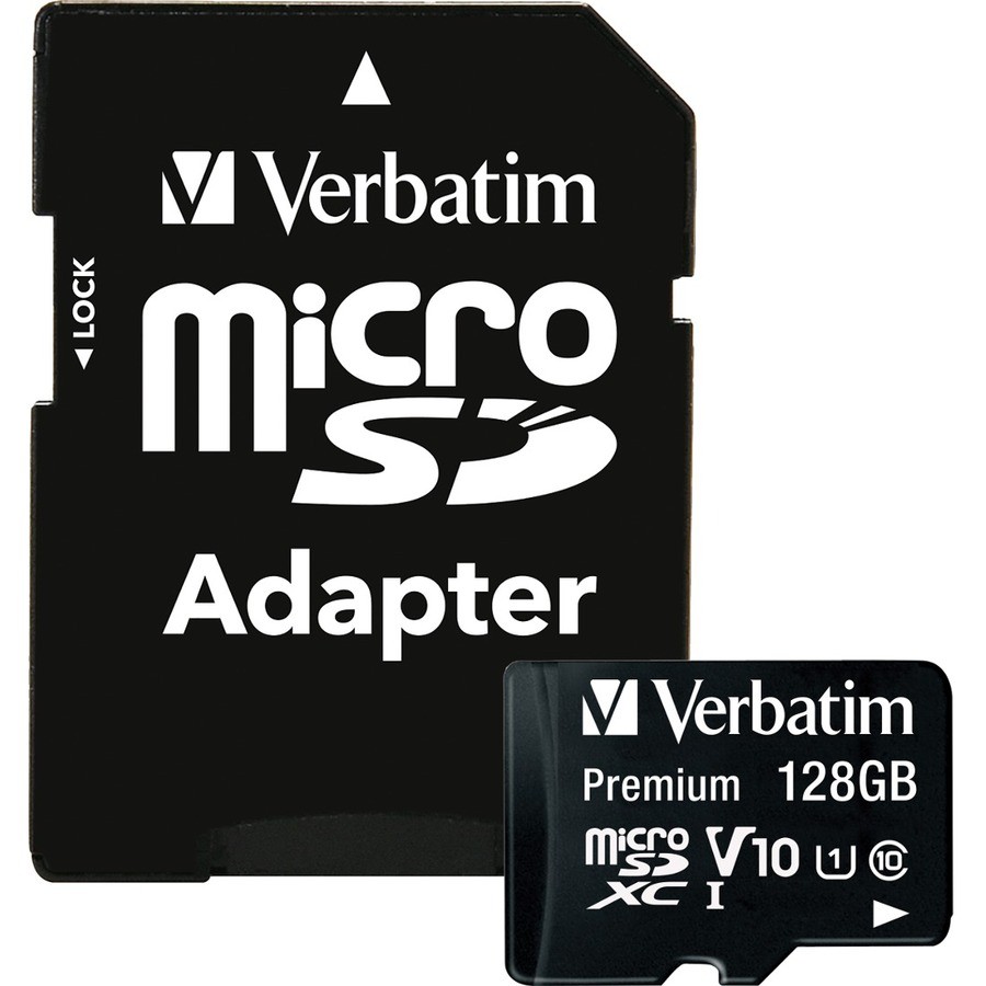 Verbatim Micro SDXC 128GB (Class 10 UHS-I) w Adaptor - 600x, 90 MB/Second, High Capacity and fast transfer. Mobile, Camera, Backup. Water Resistant