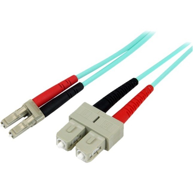 StarTech.com 2m (6ft) LC/UPC to SC/UPC OM3 Multimode Fiber Optic Cable, Full Duplex 50/125 Zipcord, 100G, LSZH Fiber Jumper Cord