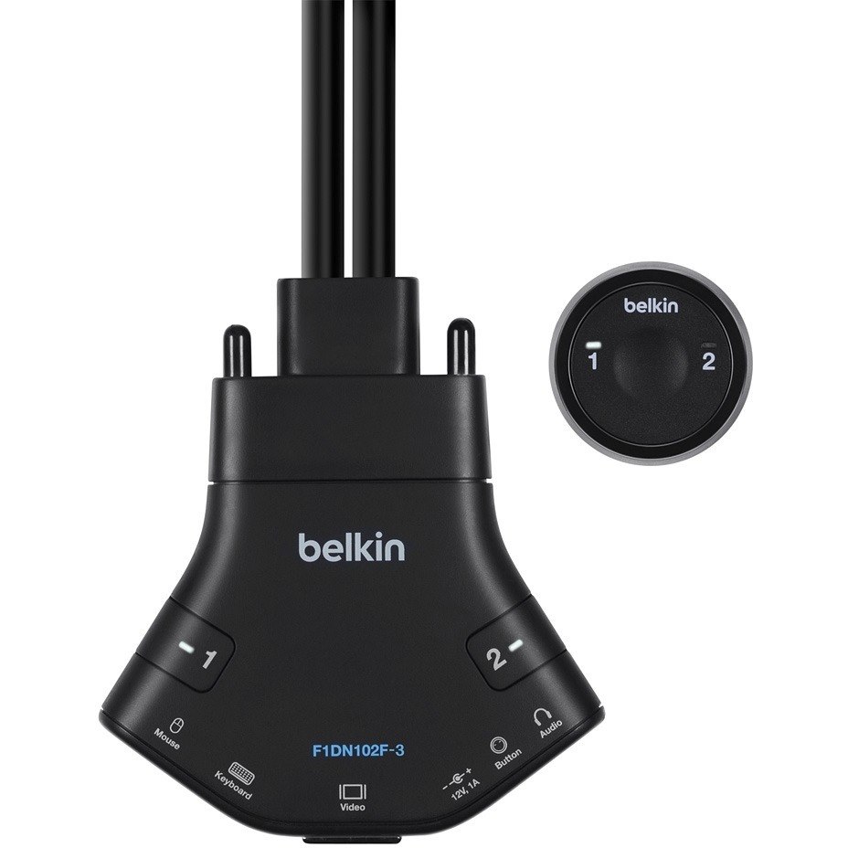 Belkin Secure Flip 2-port DVI-D KVM w/ Audio and Remote Controller