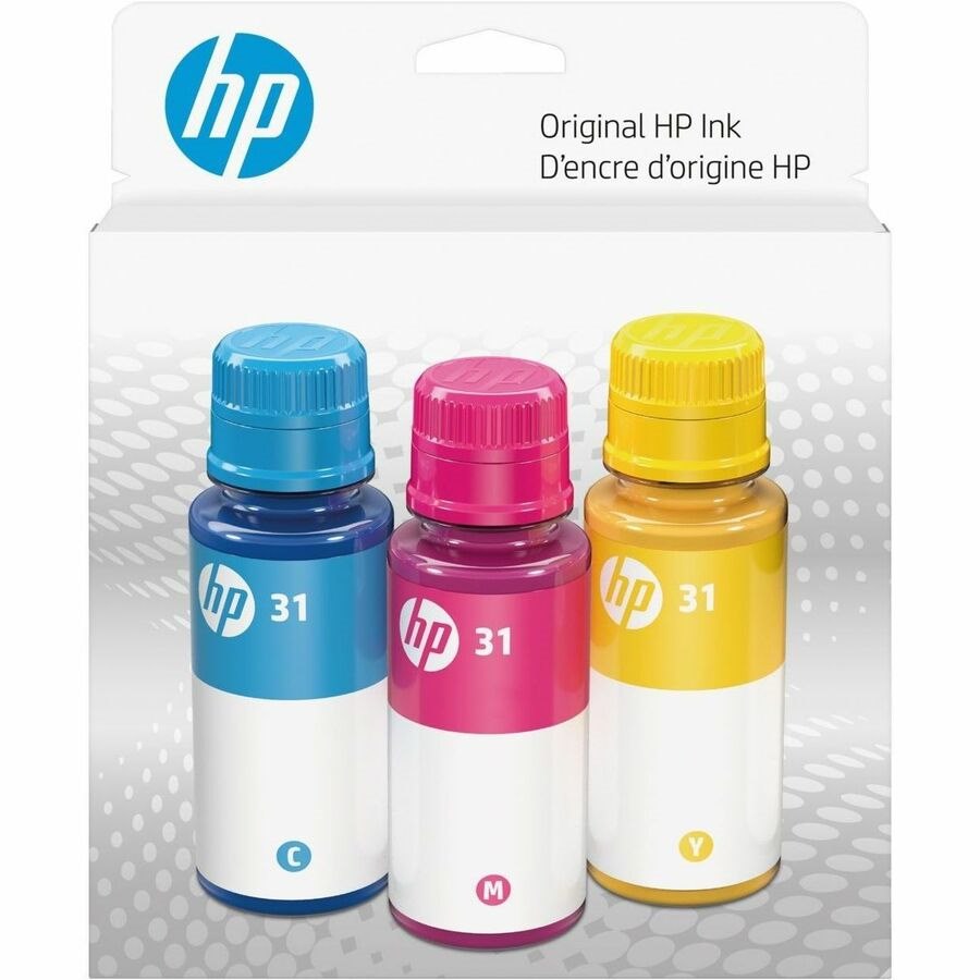 HP 31 Color Original Ink Bottle Combo 3-Pack, 9C228AN