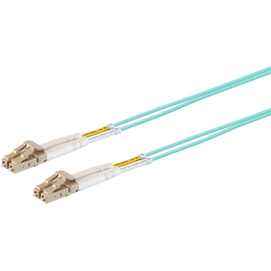 Monoprice OM4 Fiber Optic Cable - LC/LC, 50/125 Type, Multi-Mode, Duplex, 10GB, Aqua, 3m