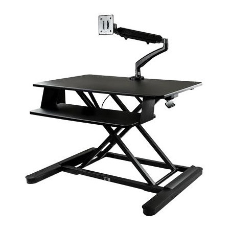 StarTech.com Sit-Stand Desk Converter with Monitor Arm - Up to 26" Monitor - 35†Wide Work Surface - Height Adjustable Standing Desk Converter