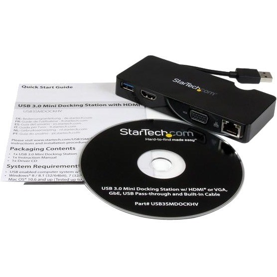 StarTech.com Travel Docking Station for Laptops - HDMI or VGA - USB 3.0 - Portable Universal Laptop Mini Dock