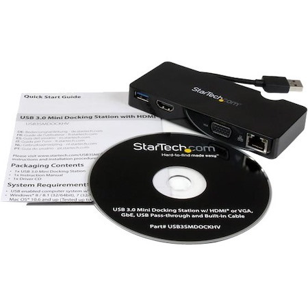 StarTech.com Travel Docking Station for Laptops - HDMI or VGA - USB 3.0 - Portable Universal Laptop Mini Dock
