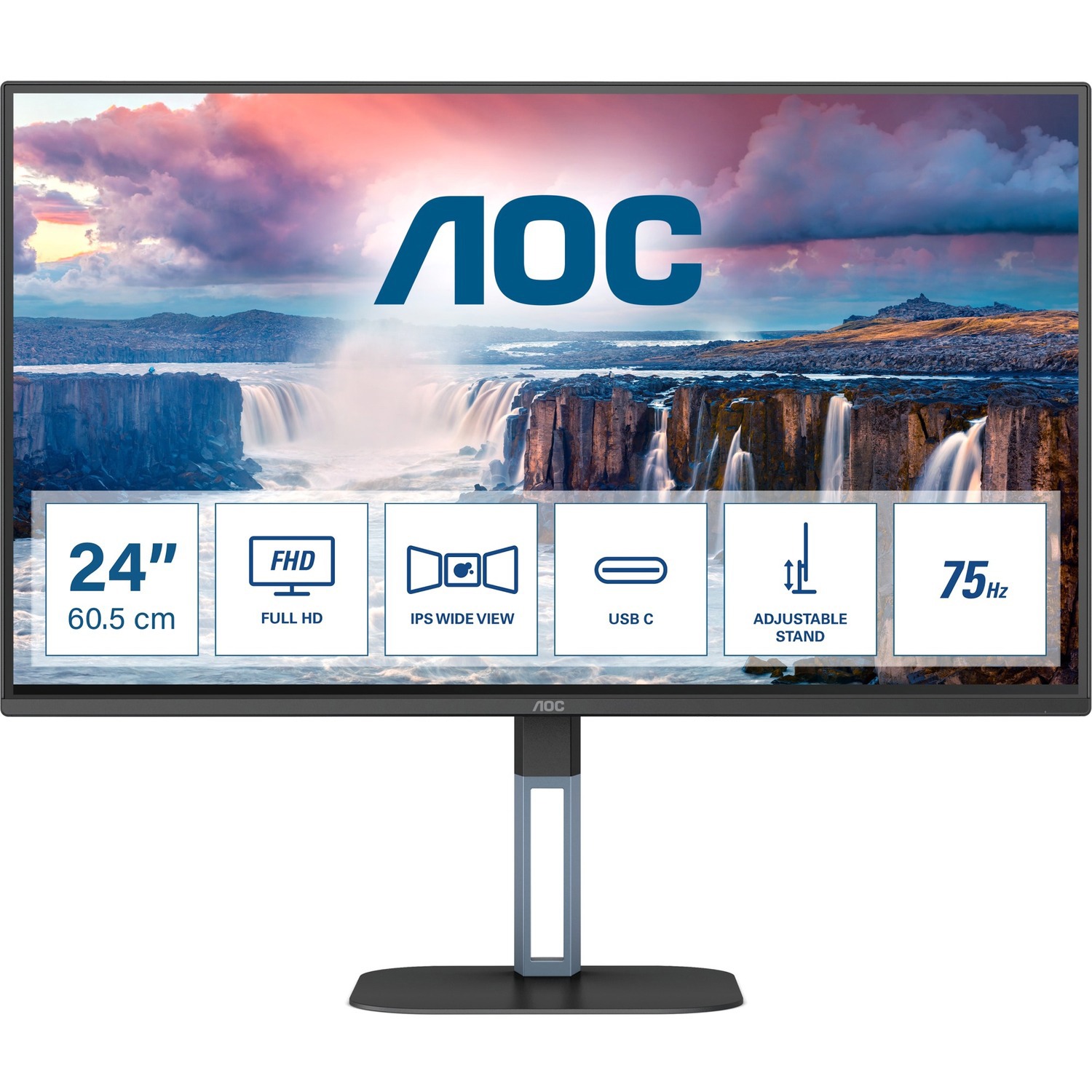 AOC 24V5C 24" Class Full HD LCD Monitor - 16:9 - Matte Black