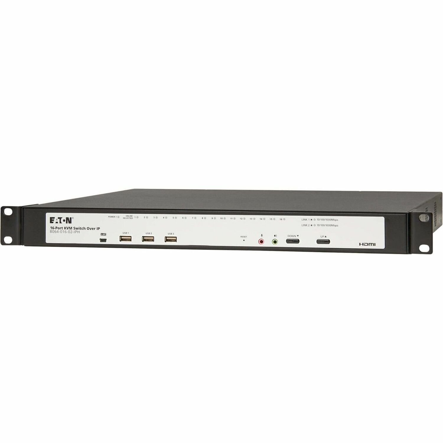 Eaton 16-Port Cat5e KVM over IP Switch - Virtual Media, 2 Remote/1 Local User, HDMI Output, 1U Rack-Mount, TAA