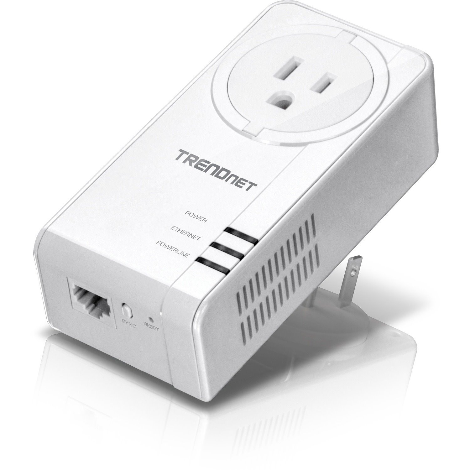 TRENDnet Powerline 1300 AV2 Adapter with Built-in Outlet; Gigabit Port; IEEE 1905.1 & IEEE 1901; Range Up to 300m (984 ft.); TPL-423E