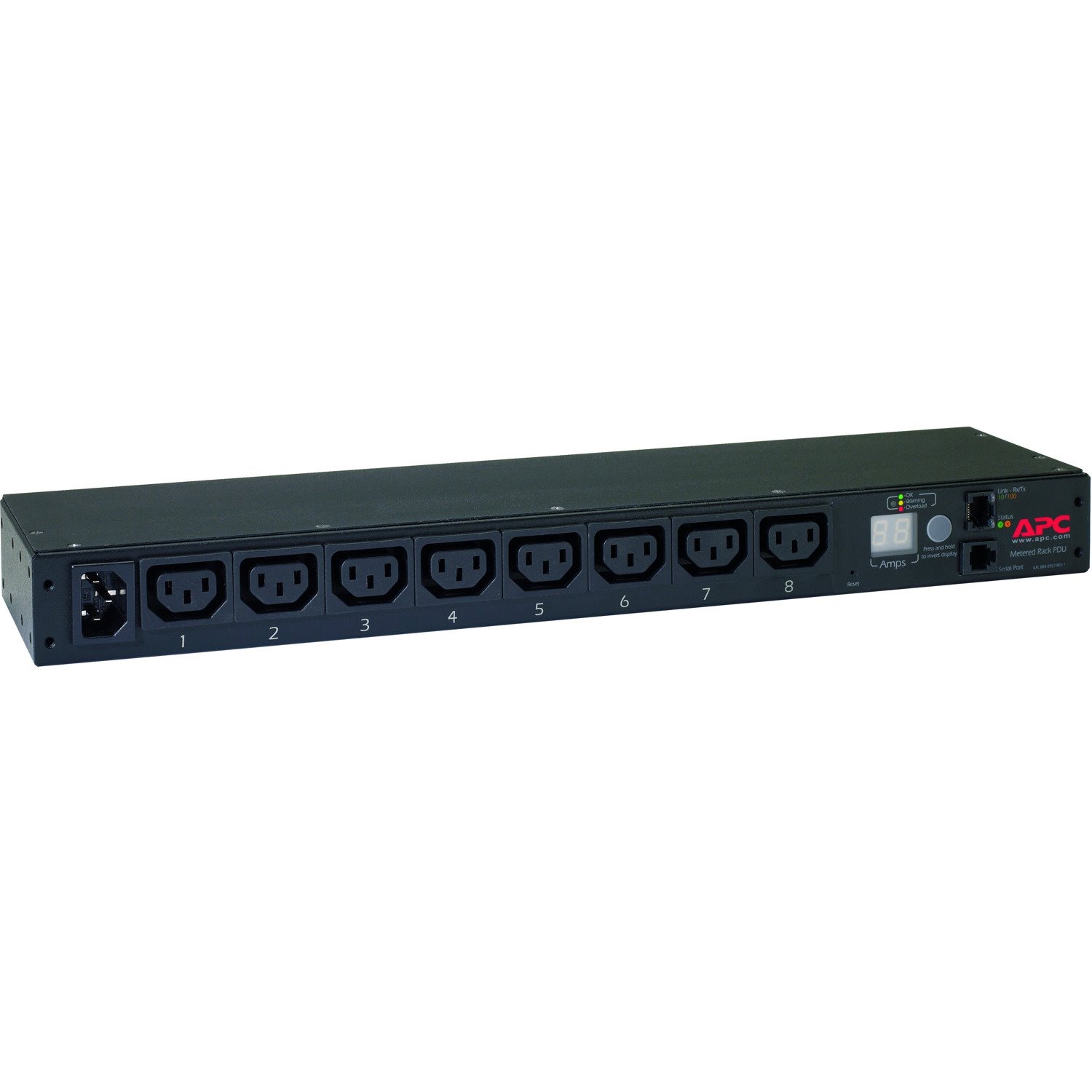 APC by Schneider Electric Rack PDU, Metered, 1U, 12A/208V, 10A/230V, (8) C13