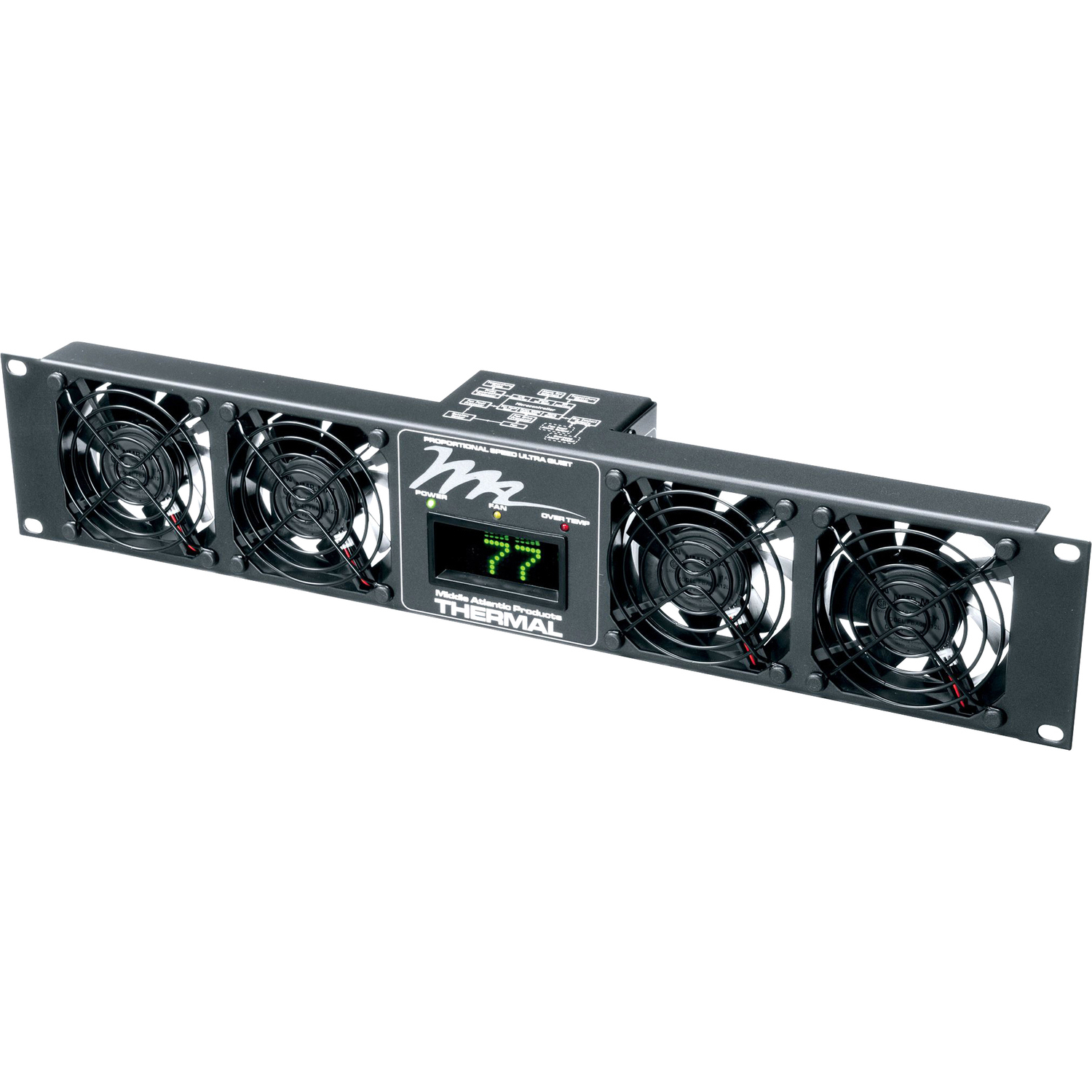 Middle Atlantic UQFP Series Ultra Quiet Fan Panel - 100 CFM Fan Panel with Display