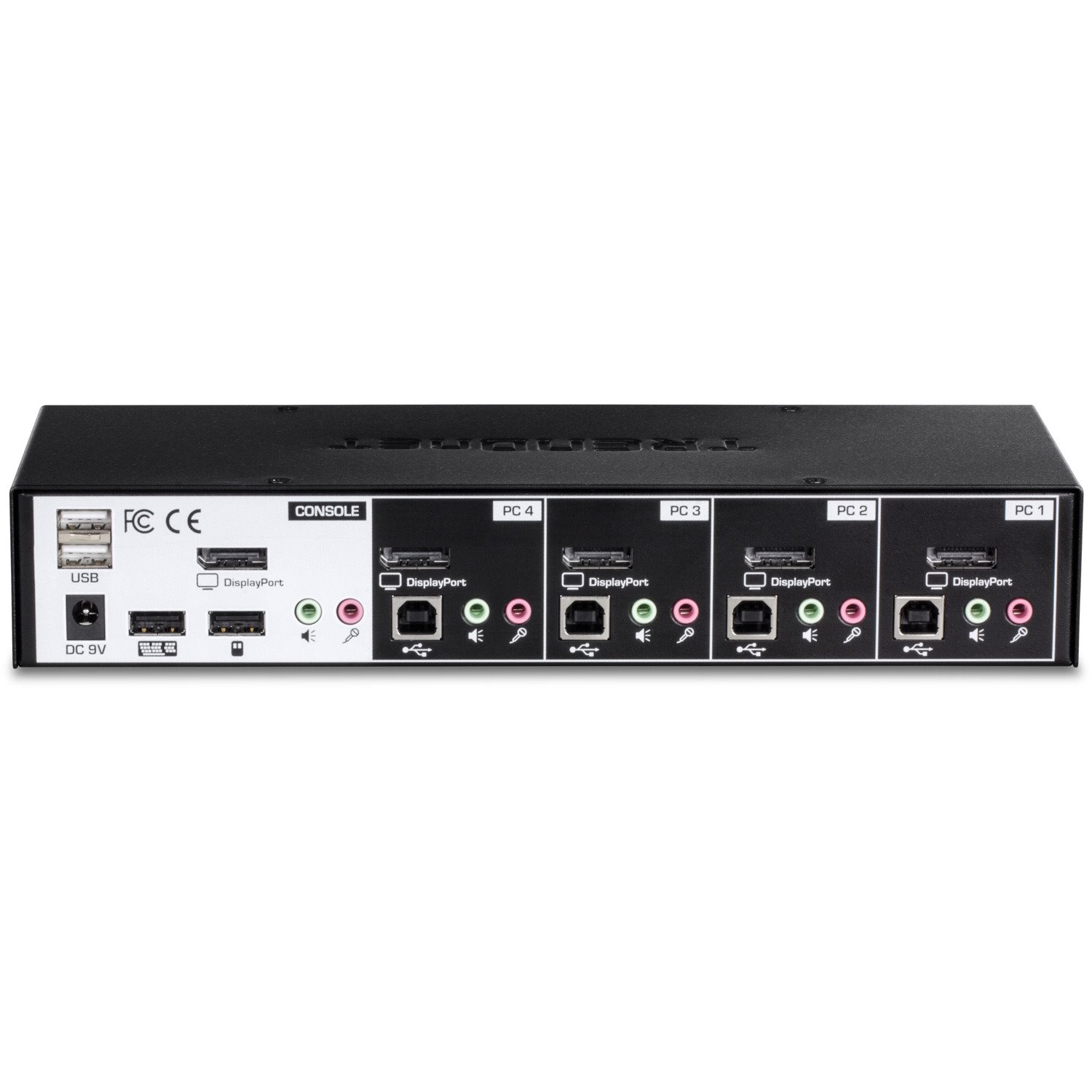 TRENDnet 4-Port Monitor DisplayPort KVM Switch with Audio, 2-Port USB 2.0 Hub, Supports 4K UHD 3840 x 2160 @ 60Hz, DisplayPort 1.2, Black, TK-441DP