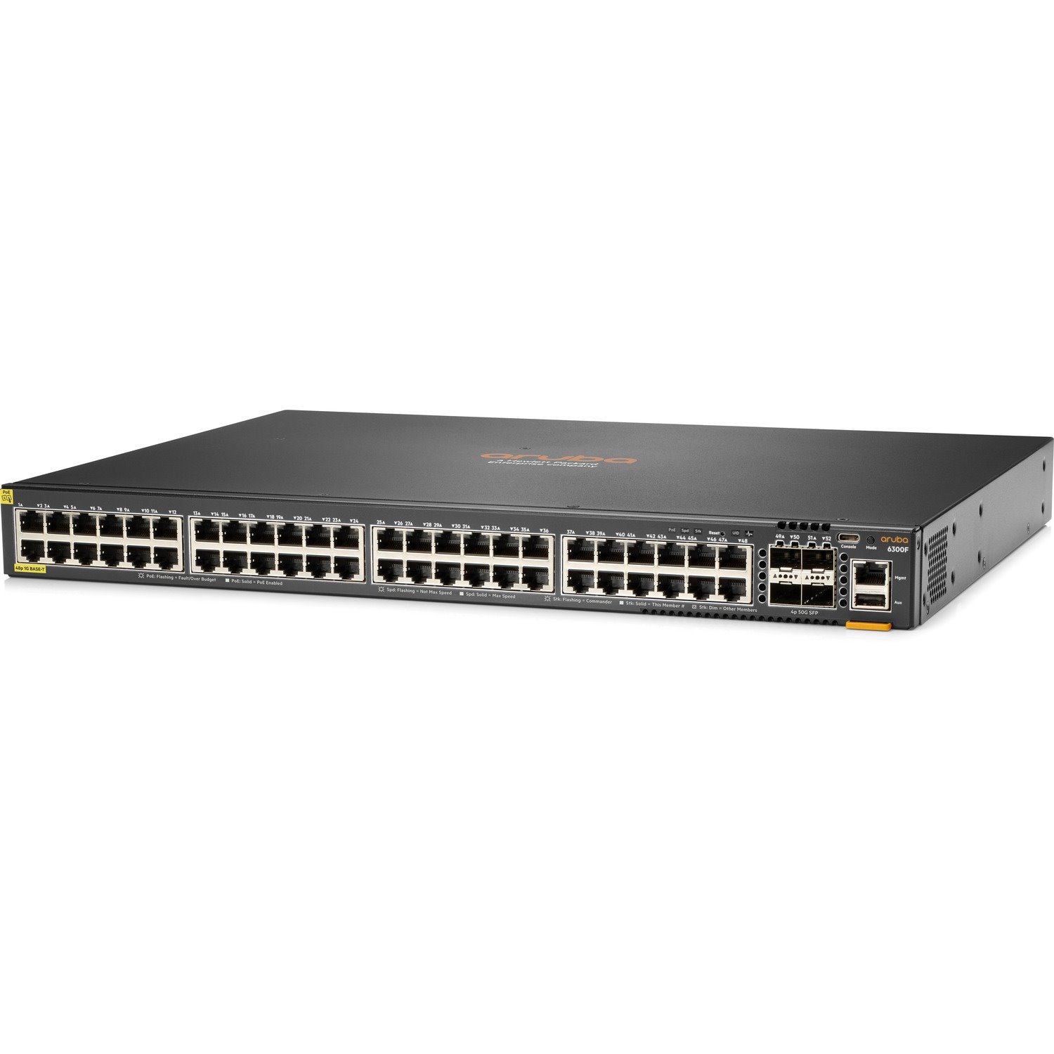 HPE 6300F 48-port 1GbE Class 4 PoE and 4-port SFP56 Switch