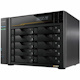 Asustor Lockerstor 10 Gen3 AS6810T 10 Bay NAS, AMD Ryzen Quad-Core 2.3 GHz, 16GB RAM ECC DDR5, 4 M.2 NVMe Slots, Dual 5GbE and Dual 10GbE Port, USB4 Type-C, Network Attached Storage (Diskless)
