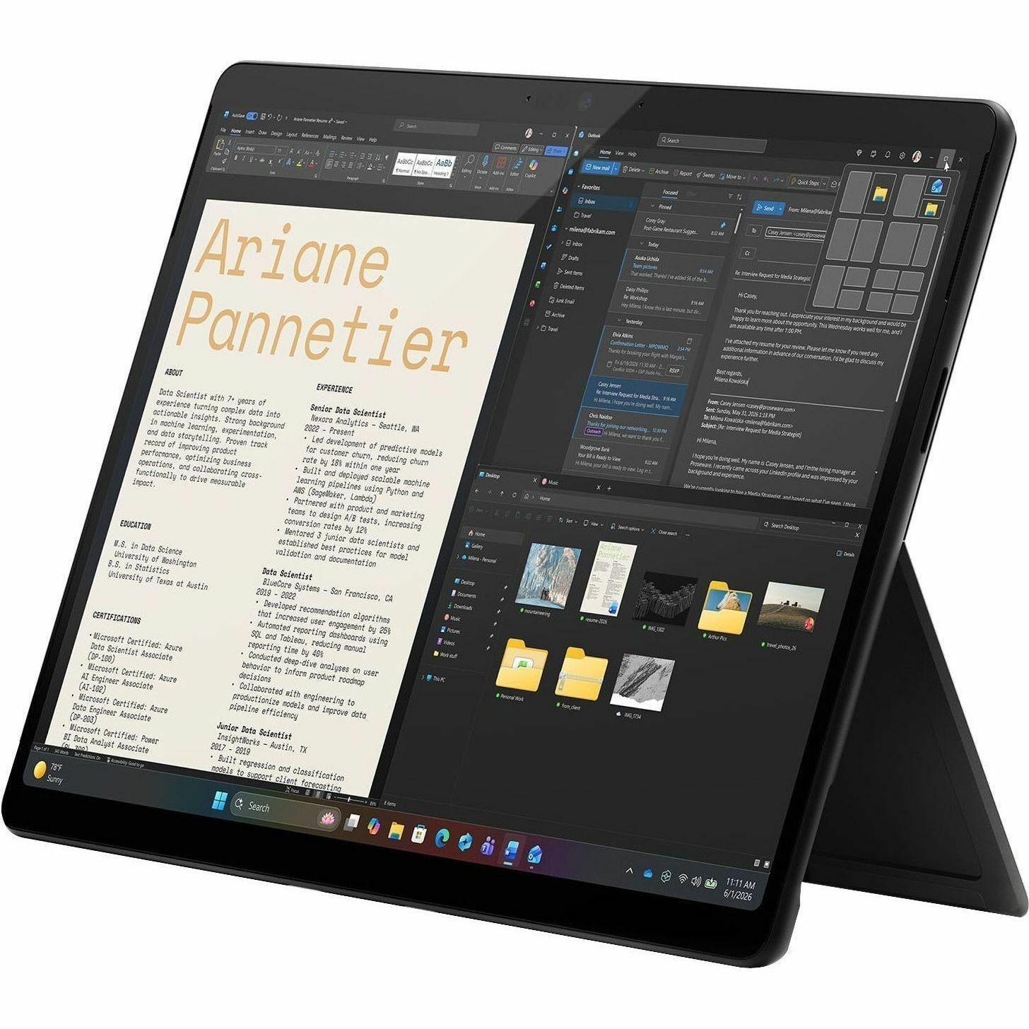 Microsoft Surface Pro (12th Edition) Copilot+ PC Tablet-pc - 33 cm (13") - vPro-technologie - 16 GB - 256 GB SSD - Windows 11 Pro - Zwart