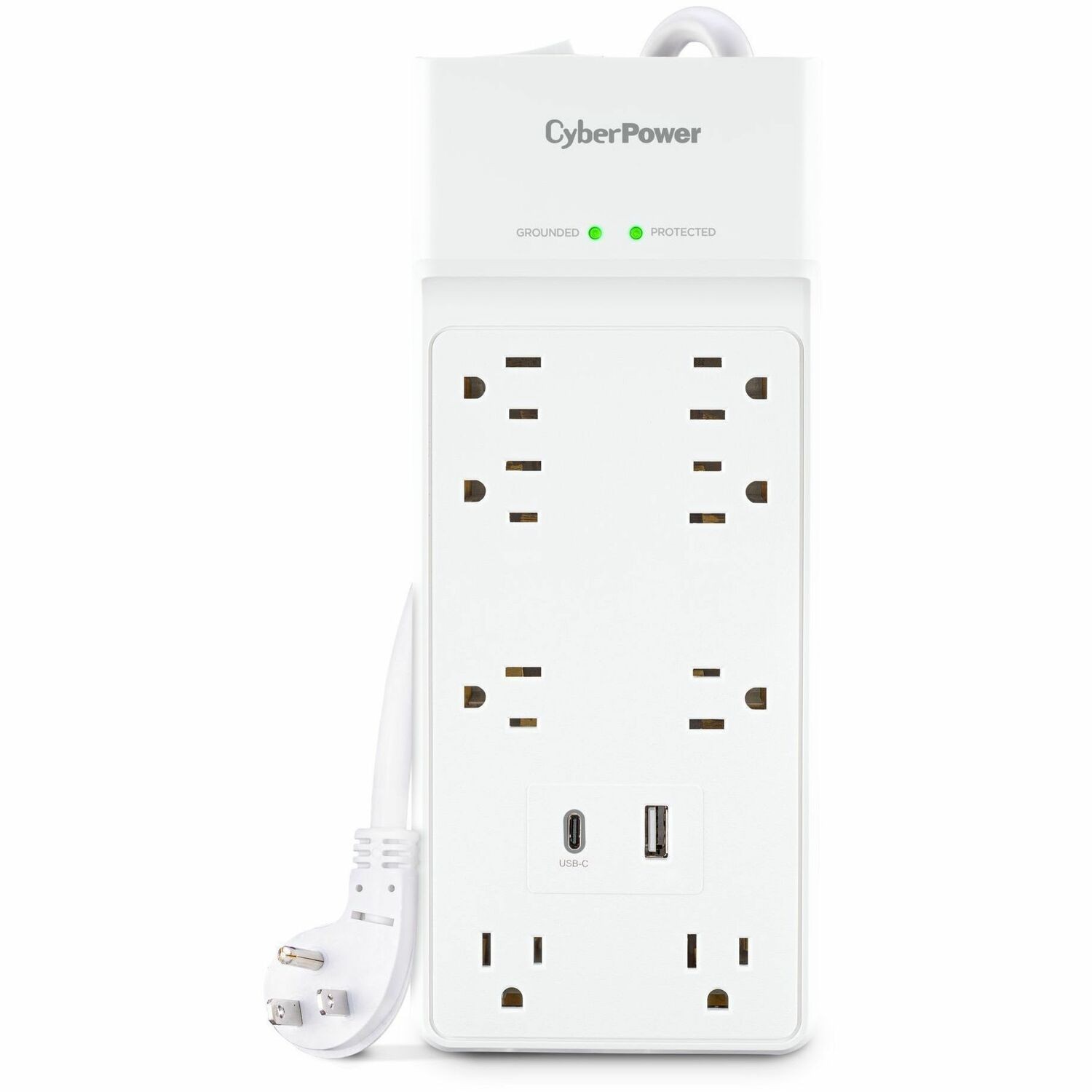 CyberPower CSP806UC18W Home and Office 8 - Outlet Surge Protector with 2400 J Surge Suppression