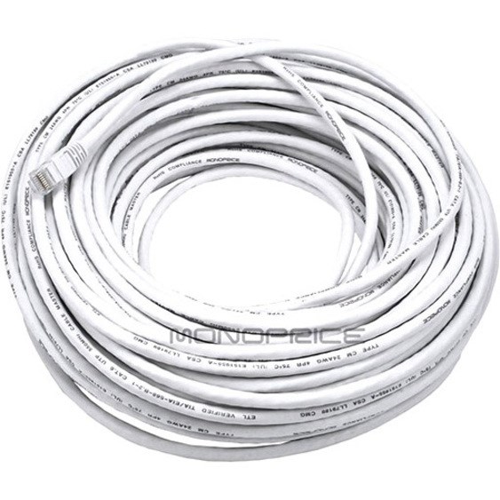 Monoprice 100FT 24AWG Cat6 550MHz UTP Ethernet Bare Copper Network Cable - White