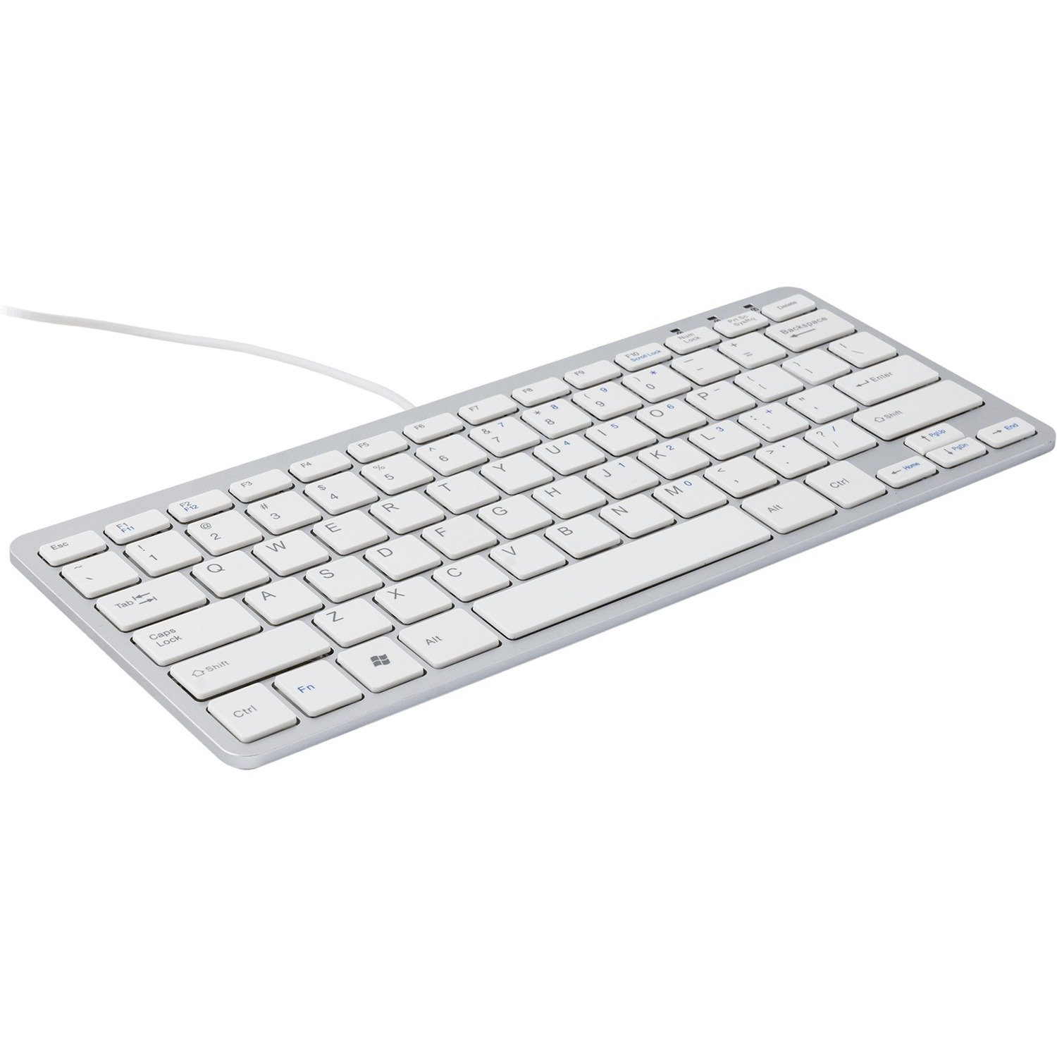 R-Go Compact ergonomic keyboard, flat design, mini keyboard, QWERTZ (DE) layout, wired, white