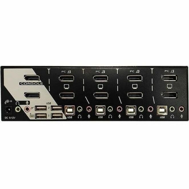 4XEM 4 Port Dual Monitor 4K DisplayPort KVM Switch with USB 2.0, Audio, Hotkey Control