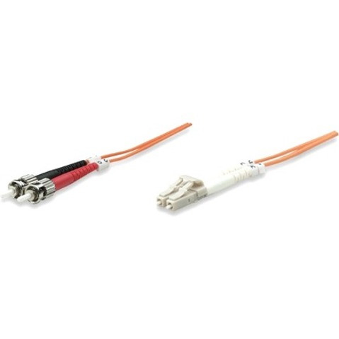 Intellinet Network Solutions Fiber Optic Patch Cable, LC/ST, OM1, 62.5/125, Multimode, Duplex, Orange, 14 ft (5 m)