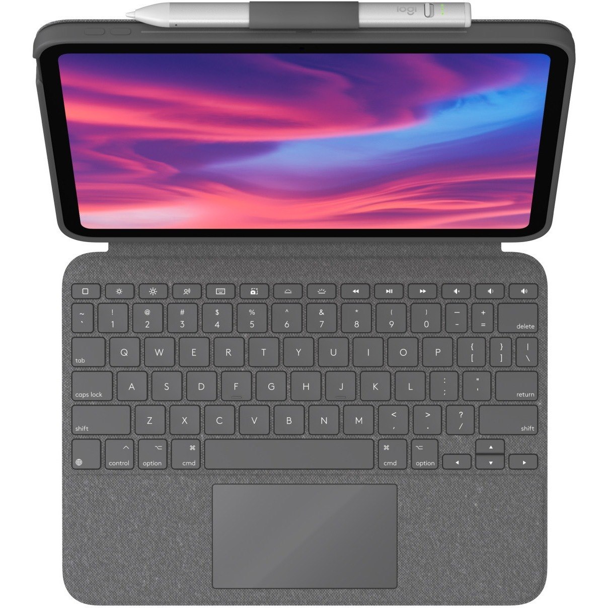 Logitech Combo Touch Keyboard/Cover Case (Folio) for 10.9" Apple, Logitech iPad (10th Generation) Tablet - Oxford Gray