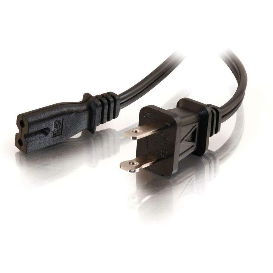 C2G 6ft 18 AWG 2-Slot Polarized Power Cord (NEMA 1-15P to IEC320C7)