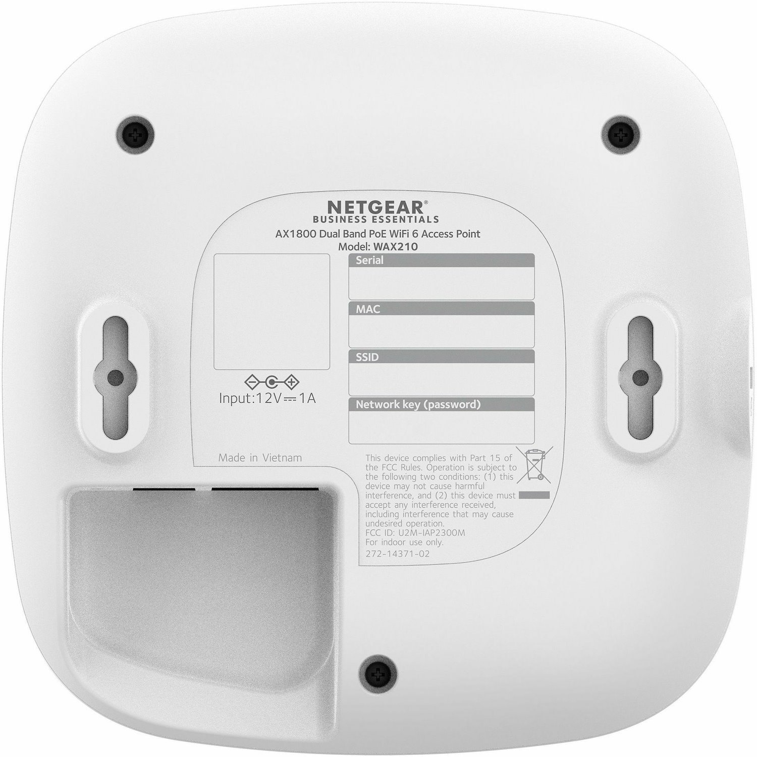 Netgear WAX210 Dual Band IEEE 802.11 a/b/g/n/ac/ax/e 1.80 Gbit/s Wireless Access Point - Indoor