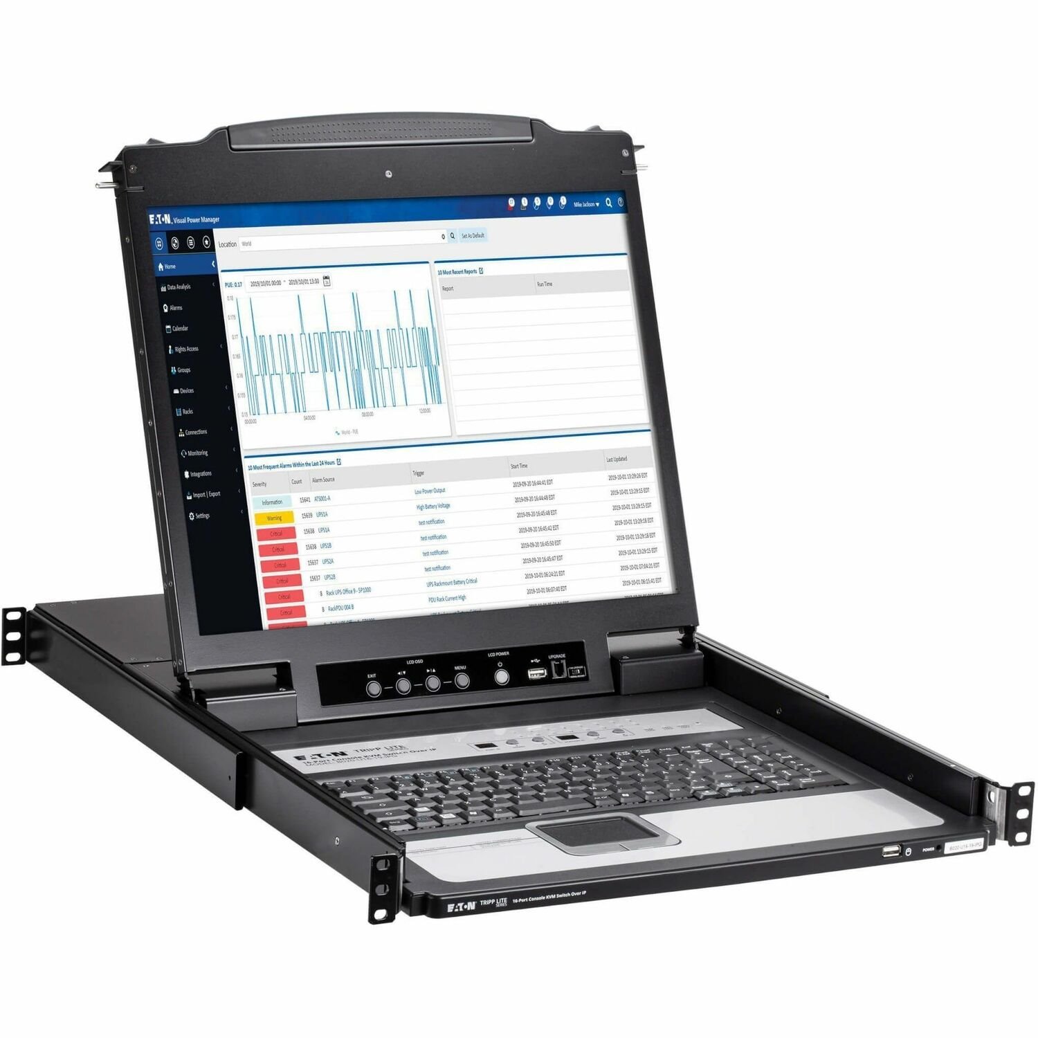 Eaton Tripp Lite Series NetDirector 16-Port 1U Rack-Mount Console IP KVM Switch with 19 in. LCD, German Keyboard