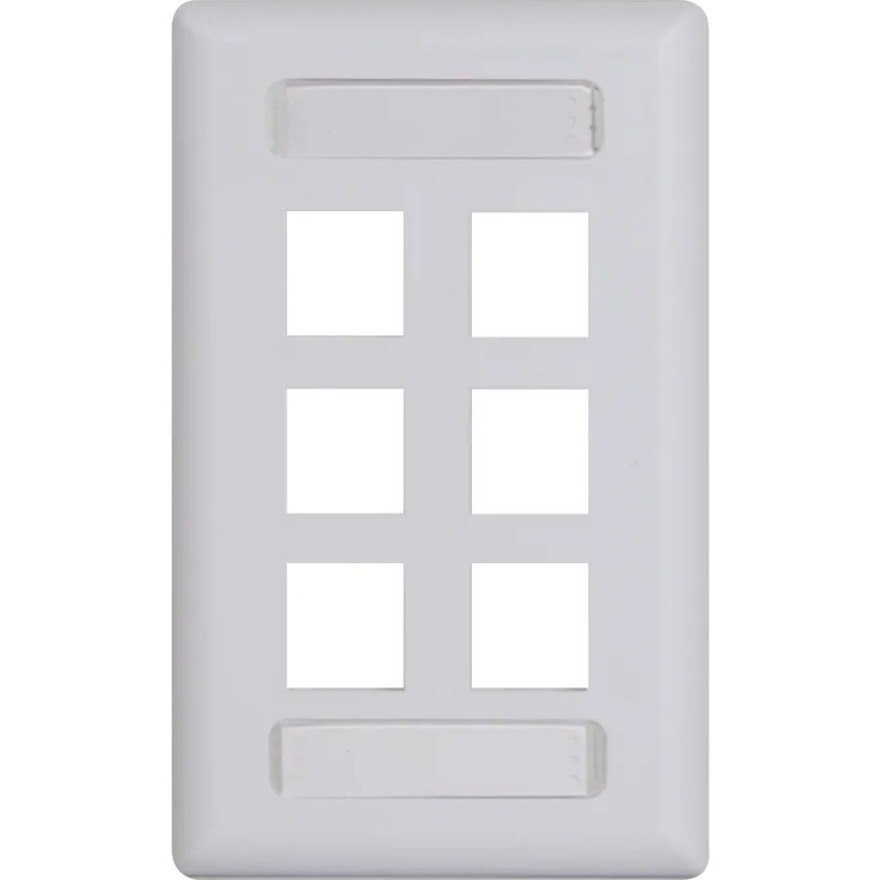ICC Station ID Faceplate with 6 Ports for EZ/HD Style in Single Gang