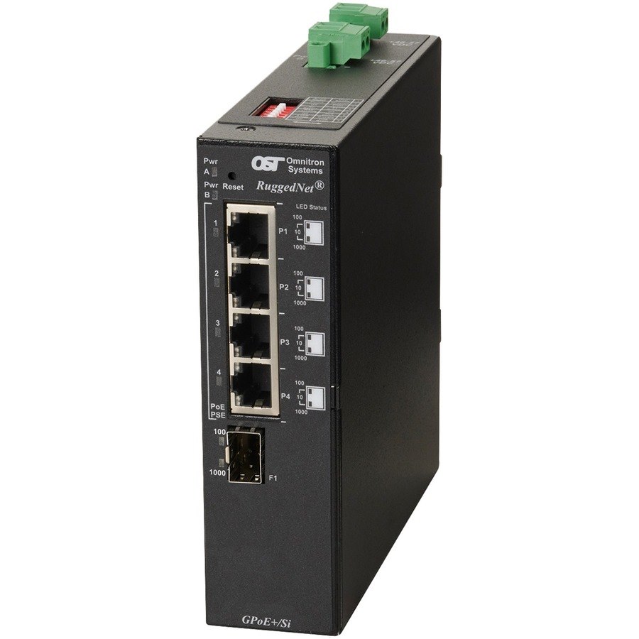 Omnitron Systems RuggedNet Unmanaged Industrial Gigabit PoE+, SFP, RJ-45, Ethernet Fiber Switch