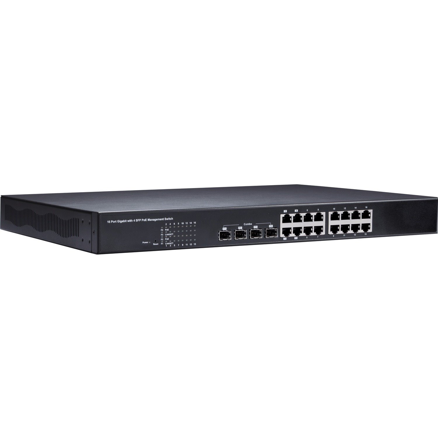 GeoVision 16-Port Gigabit 802.3at Web Management PoE Switch