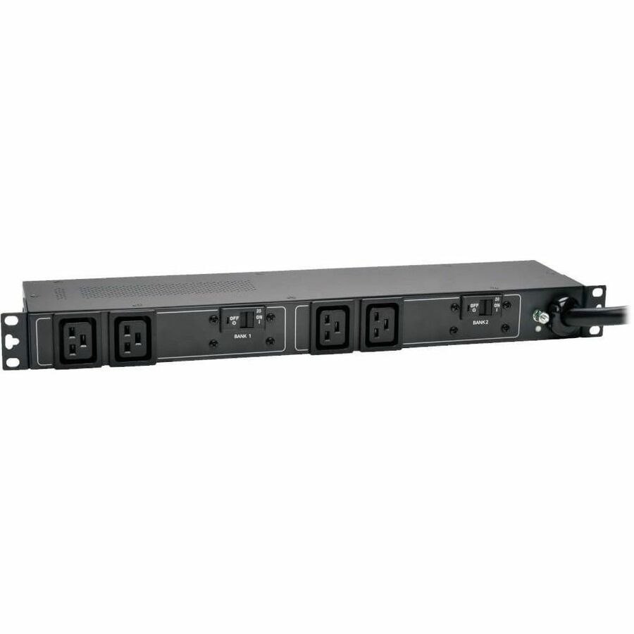 Eaton Tripp Lite Series 5.8kW Single-Phase 200-240V Basic PDU, 4 C19 Outlets, NEMA L6-30P Input, 12 ft. (3.66 m) Cord, 1U Rack-Mount