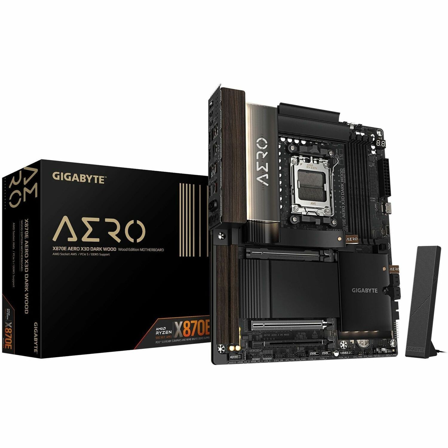 GIGABYTE X870E AERO X DK WOOD Gaming-Desktop-Motherboard - AMD X870E Chipsatz - Buchse AM5 - ATX