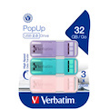 Verbatim Store 'n' Go PopUp 32 GB USB 2.0 Flash Drive - Aqua, Purple