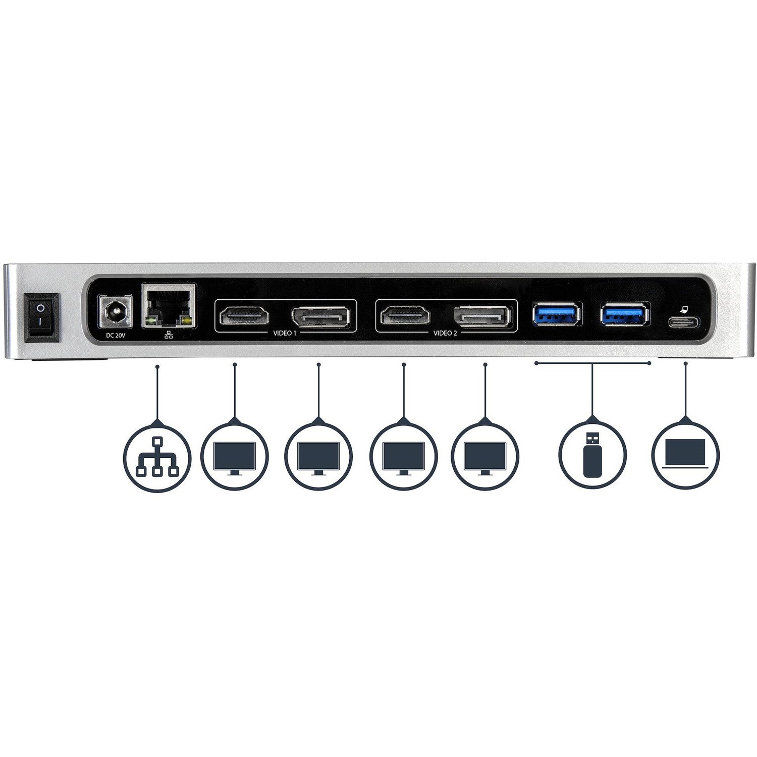 StarTech.com USB-C / USB 3.0 Docking Station - Compatible with Windows / macOS - Supports 4K Ultra HD Dual Monitors - USB-C - Six USB Type-A Ports - DK30A2DH