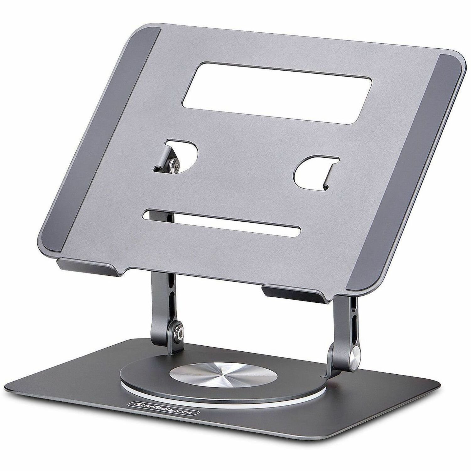 StarTech.com Rotating Laptop Stand, 360 Swivel, Ergonomic Desk Riser for Computer, Adjustable Height/Tilt, Max 11lb, Aluminum, Portable