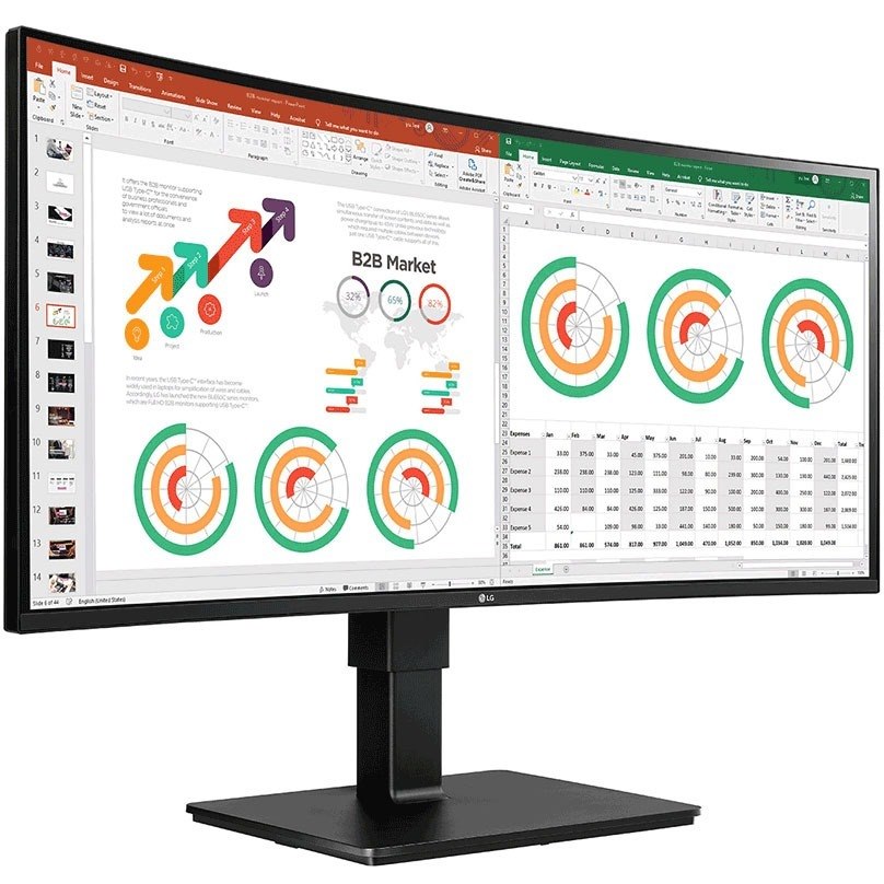 LG Ultrawide 34BN77C-B 34" Class UWQHD Curved Screen LCD Monitor - 21:9 - Glossy Black, Textured Black - TAA Compliant
