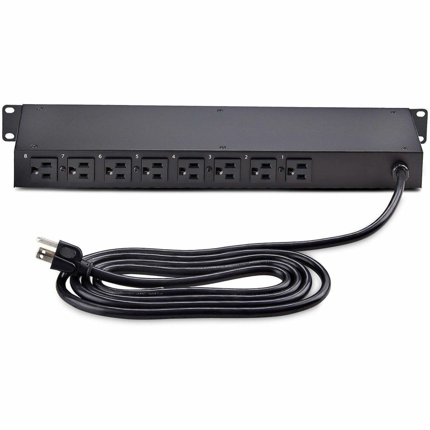 StarTech.com 8-Outlet Horizontal Rack Mount PDU, 1U Power Strip, Outlet On/Off Switches, 15A Circuit Breaker, 8ft/2.4m Cord, NEMA 5-15P/R