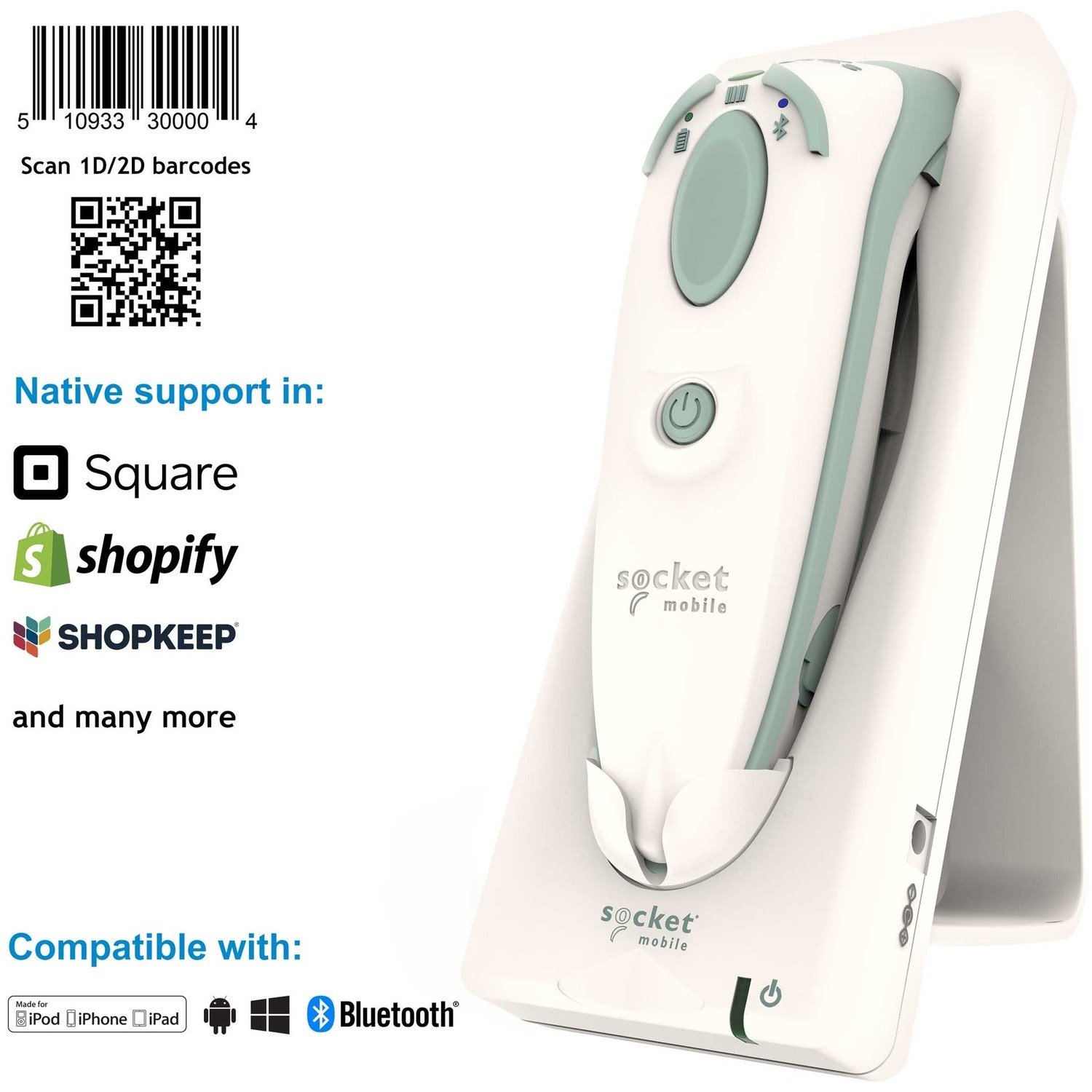 Socket Mobile DuraScan D745 Healthcare Handheld Barcode Scanner - Wireless Connectivity