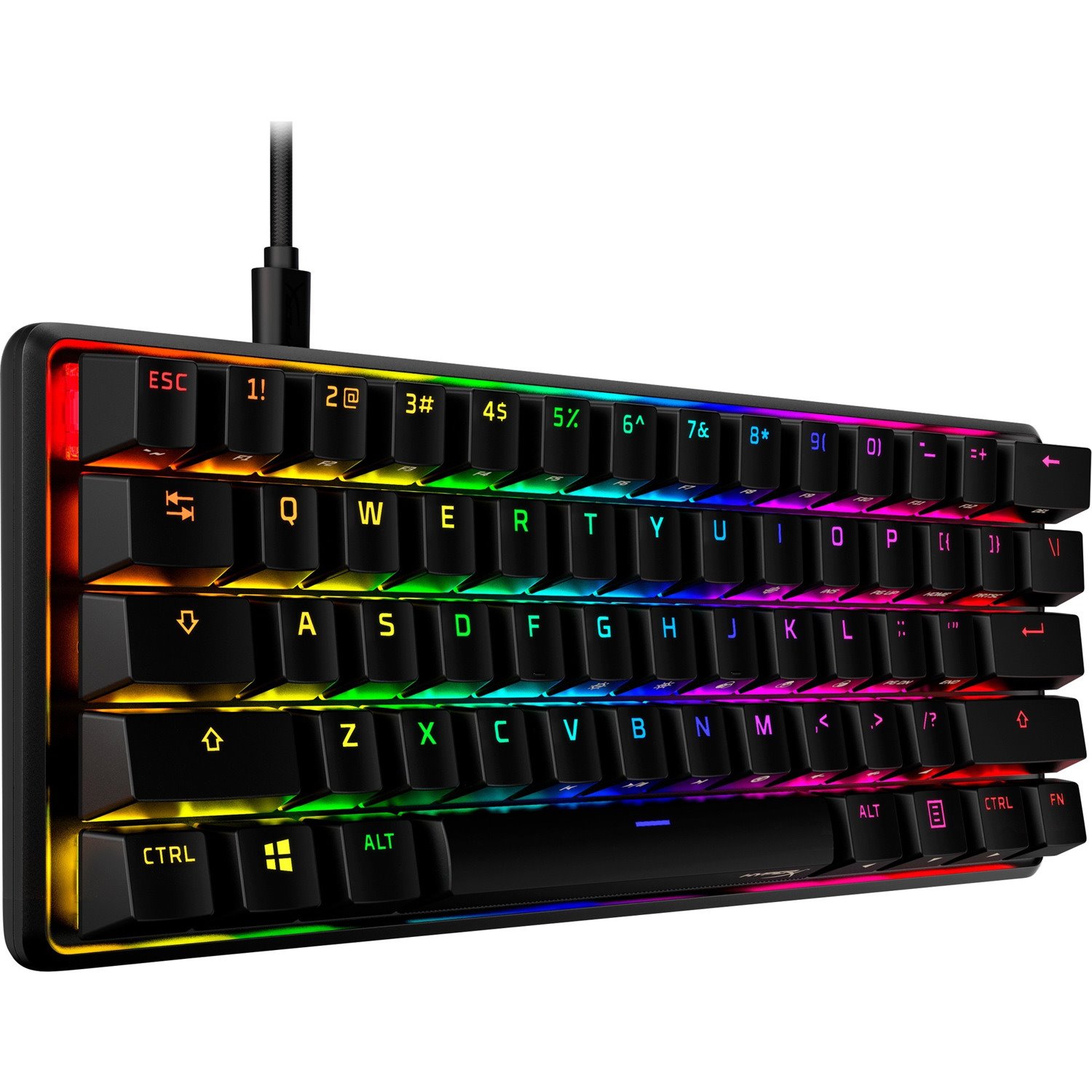 HyperX Alloy Origins 60 Gaming Keyboard - Cable Connectivity - USB Type C Interface - RGB LED - English (US) - Black