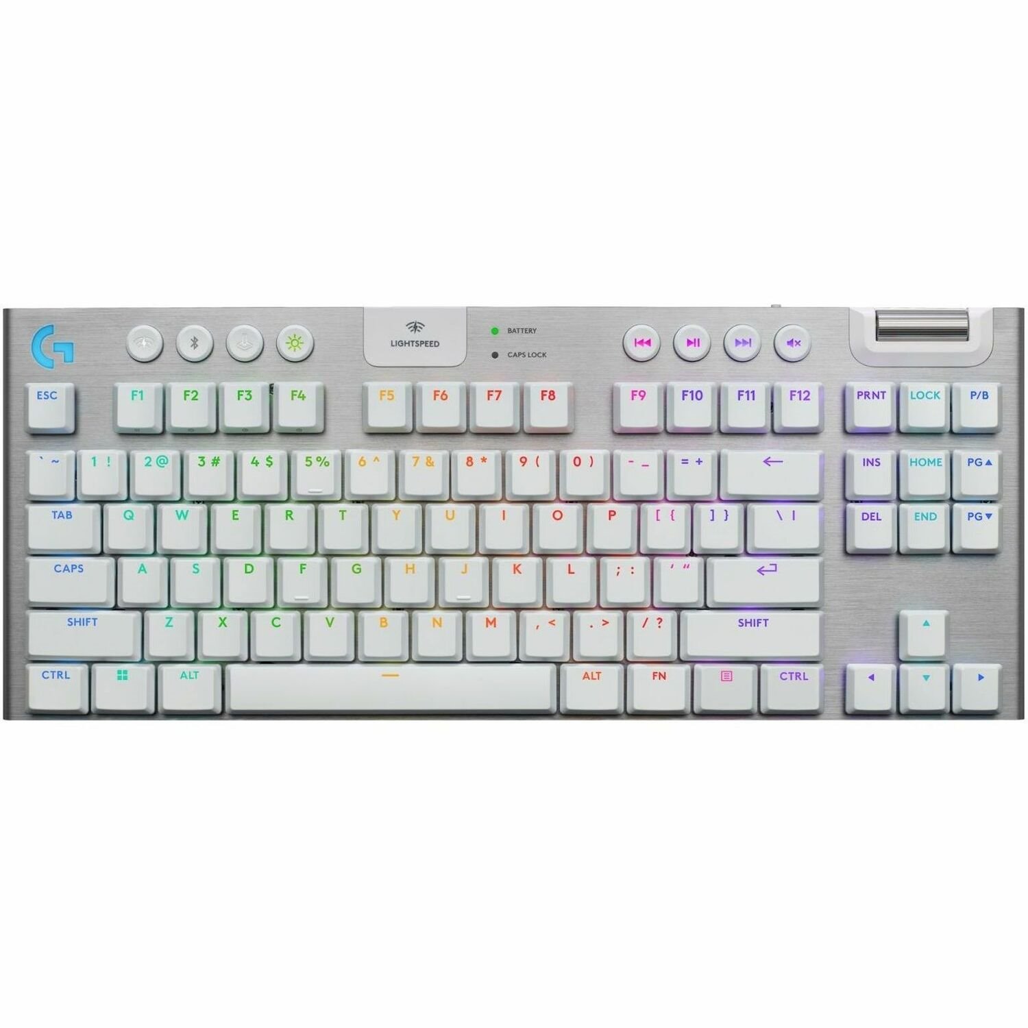 Logitech G915 X LIGHTSPEED TKL Low-Profile Wireless Gaming Keyboard, Double-Shot PBT Keycaps, Fully Programmable Keys, RGB Backlighting, Sleek Aluminum Finishing, GL Brown Tactile - PC/Mac (White)