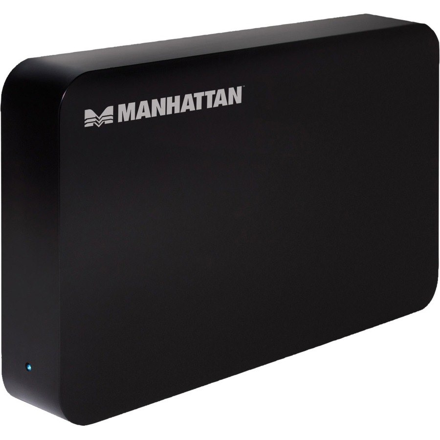 Manhattan Drive Enclosure (Euro 2-pin plug), 5 Gbps (USB 3.2 Gen1 aka USB 3.0), SATA, 3.5" , One-touch backup button, SuperSpeed USB, Black, Sturdy, Plastic, Three Year Warranty, Boxed