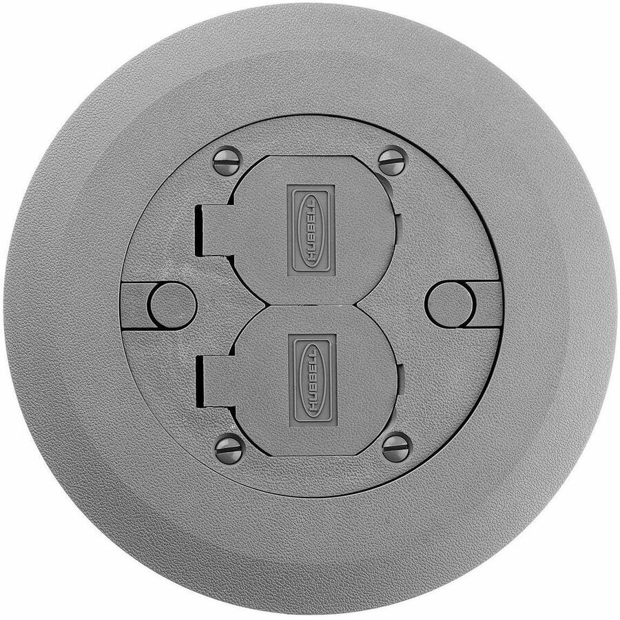 Hubbell Wiring Device-Kellems Round Cover/Flange Assembly, Non-Metallic, Gray