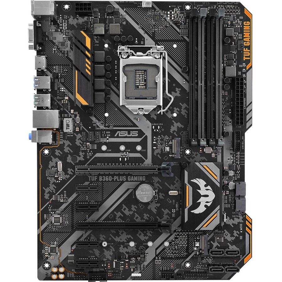 Asus Tuf B360-Plus Gaming - Moederbord - Atx - Lga1151 Socket - B360 Chipset - Usb 3.1 Gen 1, Usb 3.1 Gen 2 - Gigabit Lan - Interne Afbeeldingen (Cpu Vereist) - HD Audio (8-Kanaals)