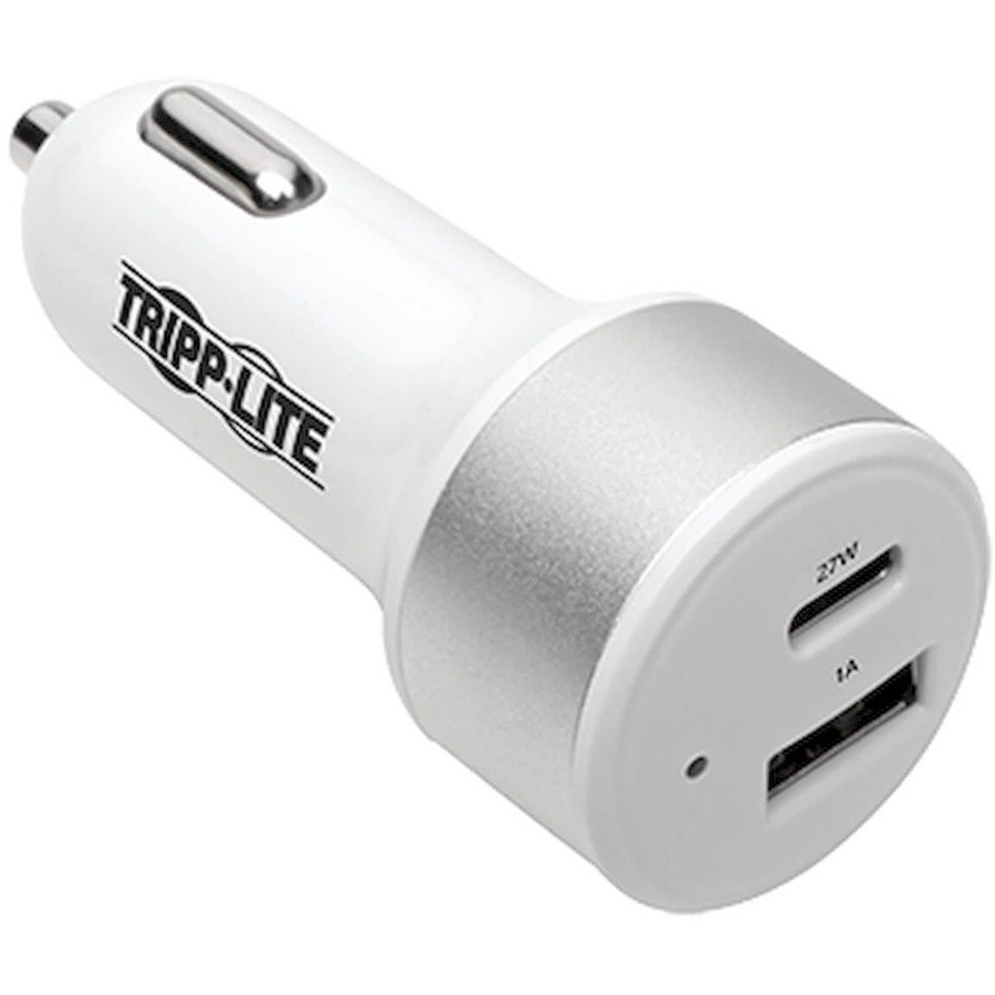 Eaton Tripp Lite Series Dual-Port USB Car Charger with PD Charging - USB Type C (27W) & USB Type A (5V 1A/5W), UL 2089