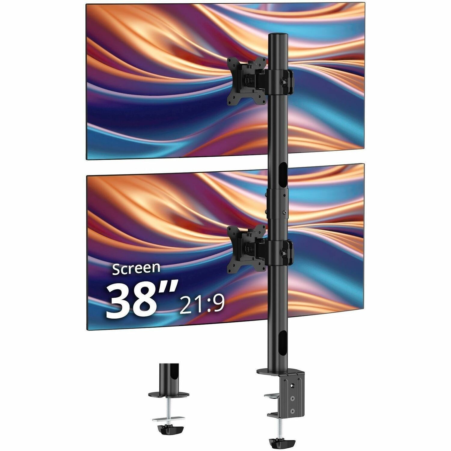 SIIG Dual 38" Stack Monitor Pole Mount - Black - Fits 13-38" Screens, up to 26.5 lbs each