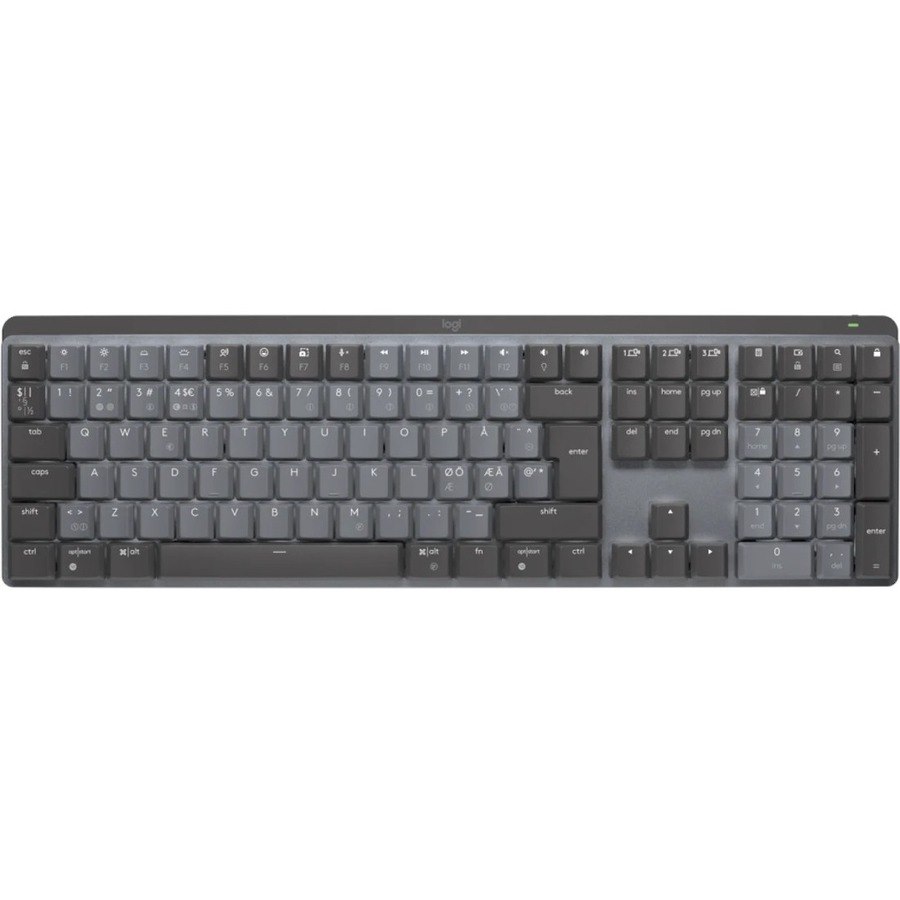 Logitech MX Mechanical Keyboard - Wireless Connectivity - Danish, Norwegian, Swedish, Finnish, Pan-Nordic - QWERTY Layout - Graphite Grey