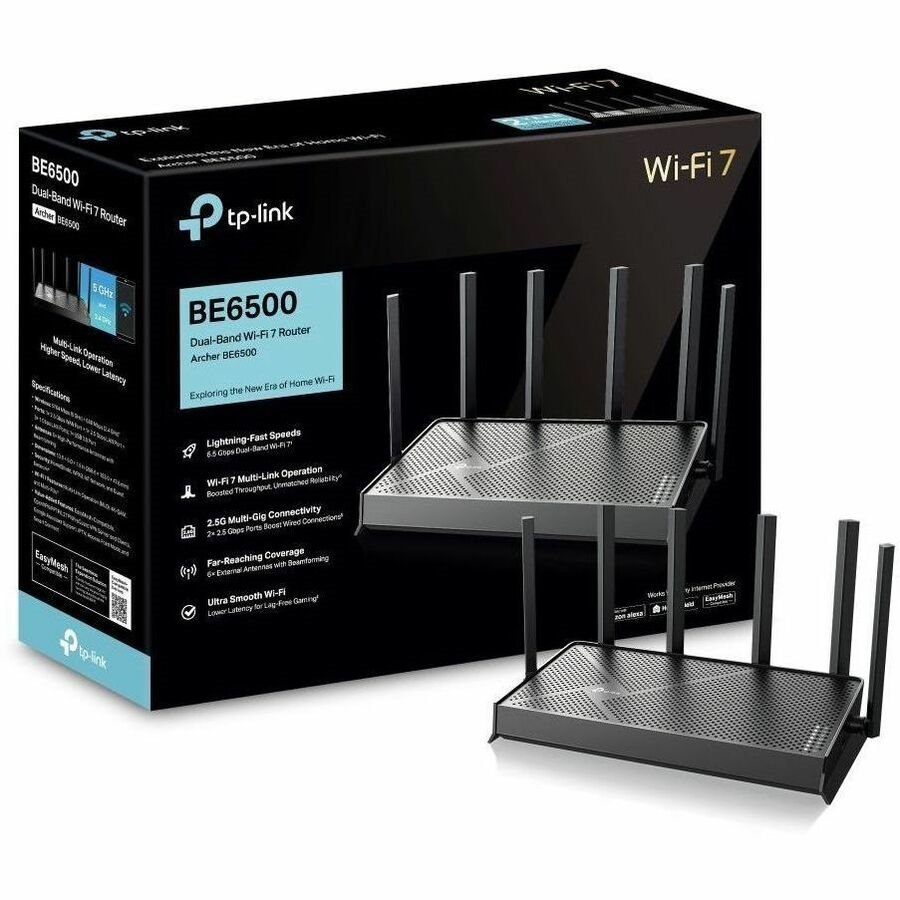 TP-Link Archer BE6500 Wi-Fi 7 IEEE 802.11 a/b/g/n/ac/ax/be Ethernet Wireless Router