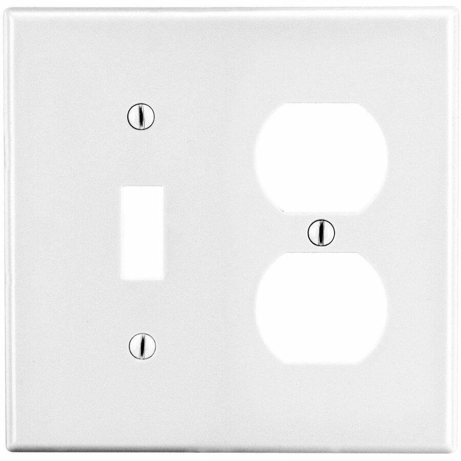 Bryant Wallplate, Mid-Size 2-Gang, 1) Duplex 1) Toggle, White