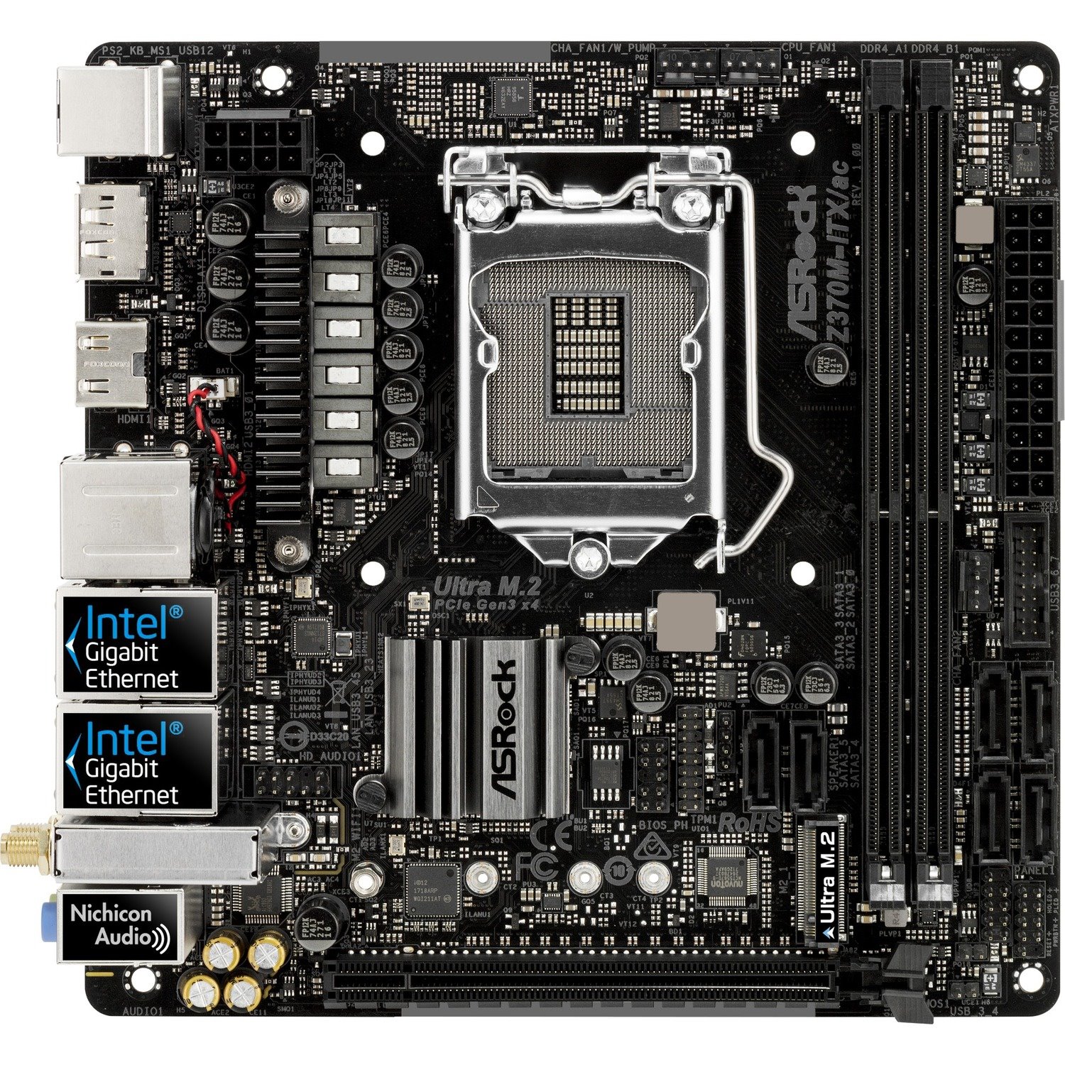 ASRock Z370M-ITX/ac Desktop Motherboard - Intel Z370 Chipset - Socket H4 LGA-1151 - Intel Optane Memory Ready - Mini ITX